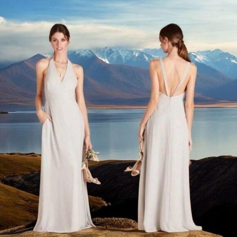 NEW Birdy Grey Moni Convertible Bridesmaid Dress in Dove Grey Chiffon FLAWED